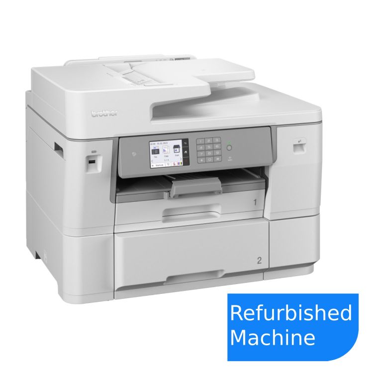 Brother MFC-J6959DW A3 multifunction inkjet printer, refurbished, featuring a sleek design and intuitive control panel. Brother MFC-J6959DW A3 multifunction inkjet printer, refurbished, featuring a sleek design and intuitive control panel.